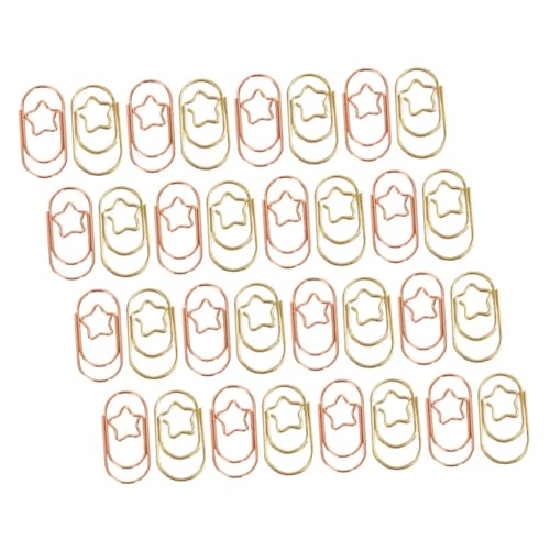 SOIMISS 50Stücke Dekorative Stern Büroklammern aus Metall Lustige Mini Klammern für Effizientes Dokumentenmanagement für Büro und Zuhause Goldene und Roségoldene Klammern von SOIMISS