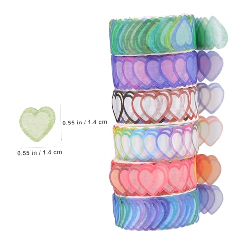 SOIMISS 6 Rollen Herzförmige Washi Tape Klebebänder Bunte Papier kreppbänder für Scrapbooking DIY Handwerk Geschenkkarten Dekoration pro Leicht Abziehbar Rückstandsfrei SOIMISS 6 Rollen Herzförmige Washi Tape Klebebänder Bunte Papier kreppbänder für Scrapbooking DIY Handwerk Geschenkkarten Dekoration pro Leicht Abziehbar Rückstandsfrei von SOIMISS