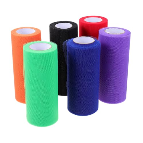 SOIMISS 6 Rollen Tüllstoff Mittelfeste Netzstoffrolle Vielseitig für Geschenkverpackung DIY Basteln Party und Hochzeitsdeko Bastelmaterial in Farben von SOIMISS
