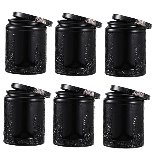 SOIMISS 6 Stück Embossed Kerzenbehälter Runde DIY Kerzen Gläser für Duftkerzen Mittlere Schwarze Einmachgläser für Deko und von SOIMISS