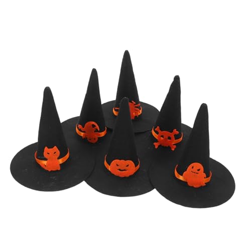 SOIMISS 6 Stück Filz Hexenhüte Halloween Diy Bastelset für Puppen Haustiere Zauberer Hüte mit Motiven Schwarz Halloween Party Dekoration Hexenhut Zubehör von SOIMISS
