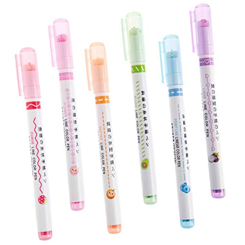 SOIMISS 6 Stück Handgezeichnete Marker Stifte Schnell Trocknende Textmarker für Notizen Bastelprojekte und Journaling Bunte Stifte für Schüler und Erwachsene von SOIMISS