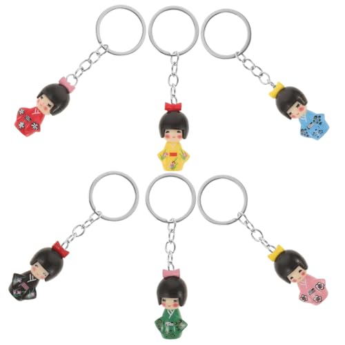 SOIMISS 6 Stück Kimono-Puppen-Schlüsselanhänger Schlüsselbundzubehör Kimono-Puppen-Anhänger Party süße Schlüsselanhänger für Mädchen Kimono-Schlüsselanhänger Plastik Zufällige Farbe von SOIMISS