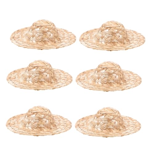 SOIMISS 6 Stück Mini Strohhüte Handgewebt Leichte Puppenhüte Modische Mini Kappen für Basteln DIY Dekoration Puppenhaus Haustiere Vielseitige Sommer Kopfbedeckung von SOIMISS