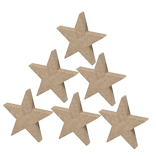 SOIMISS 6 Stück Sternverzierung aus Holz Kunsthandwerk Dekorationen Sterne unvollendet geformt leer Bastelbedarf aus Holz für Weihnachten Ornament Weihnachtsholzblock Weihnachtsschmuck MDF von SOIMISS
