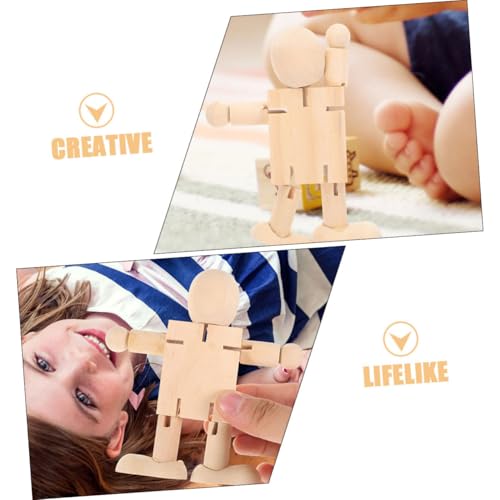 SOIMISS 6 Stück Teiliges Holzroboter Puppen Unbemalte Gelenkige Holzfiguren für DIY Kreativspiel Fördert Feinmotorik Hand Auge Koordination für und Familienaktivitäten von SOIMISS