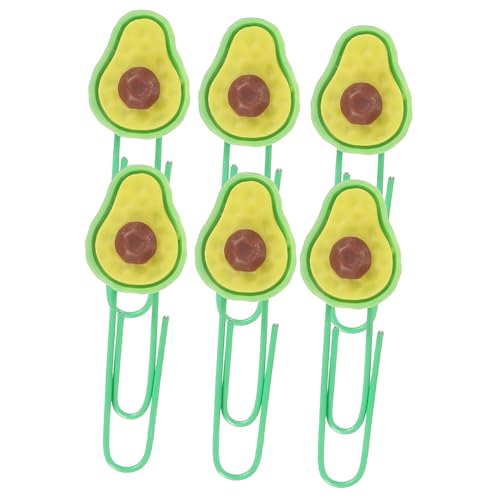 SOIMISS 6 Stück Teiliges Kreative Clips aus Flexiblem Bunte Avocado form Lesezeichen Büroklammern Stabile Farbige Papierclips zum Organisieren von Dokumenten und Briefen von SOIMISS