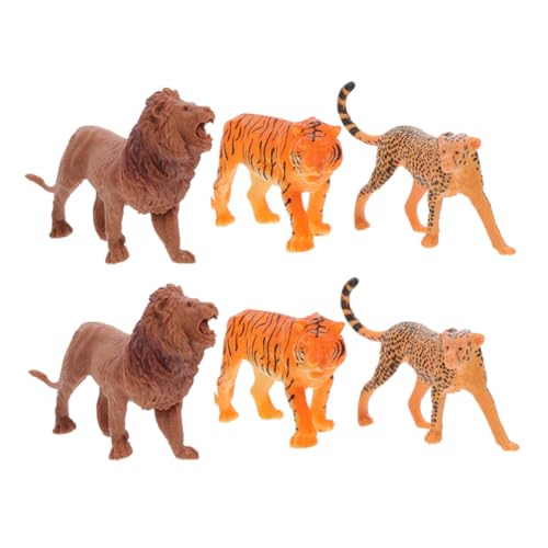 SOIMISS 6 Stück Teiliges Realistisches Dschungel tierfiguren aus Sicherem Kunststoff als Wiederverwendbare Tortendeko für Geburtstagsfeiern und Kindergeburtstage mit Raubkatze Tiger von SOIMISS
