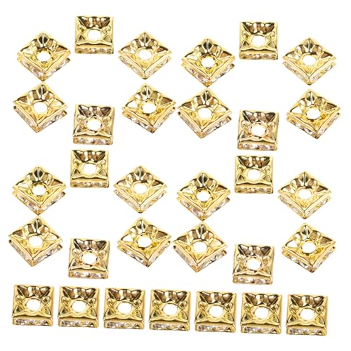 SOIMISS 60 Stück Goldene Funkelnde Quadratische Strass Spacer Perlen Leichte DIY Schmuckperlen für Armbänder Halsketten Ohrringe und Vielseitige Bastelaccessoires von SOIMISS
