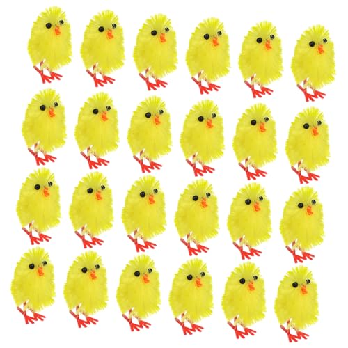 SOIMISS 60 Stück Ostern-Küken-Dekoration flauschige Küken Bausatz funkeln klein Hühnerdekor Küken Ostern cute mini chickens Osterhuhn Osterhühner mini toy Chemiefaser und Kunststoff Gelb von SOIMISS