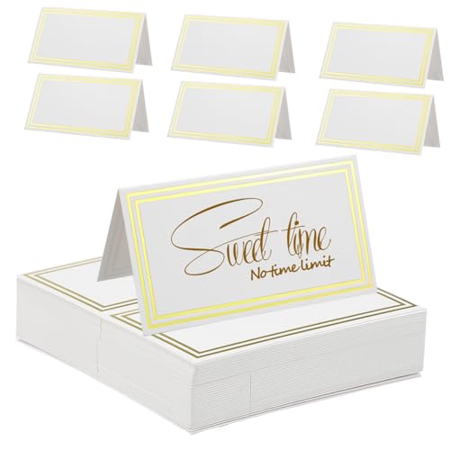 SOIMISS 60 Stück Tischkarten mit Bronziertem Design Standkarten für Hochzeit Bankett Dinner Elegante Platzkarten mit Gerader Kante für Stilvolle Tischdekoration bei Feierlichkeiten von SOIMISS