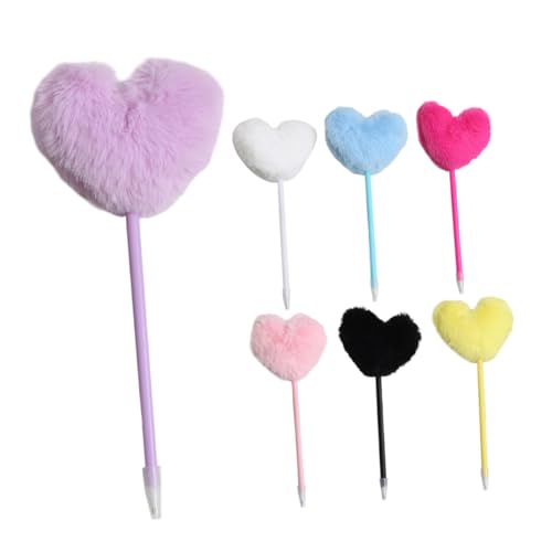 SOIMISS 7 Stück Liebe Kugelschreiber rosa Stifte flauschiger Stift Fall pom Herz Ball farbige kugelschreiber briefpapier set Kugelschreiber in leuchtenden Farben flauschige Stifte Plüsch von SOIMISS