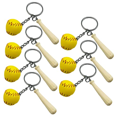 SOIMISS 7 Stück Schlüsselbunddekoration Schlüsselanhänger Für Baseball-partys Dekorative Baseball-schlüsselanhänger Schläger Schlüsselbund Für Rucksäcke Sport Bunt Sportketten Holz Gelb von SOIMISS