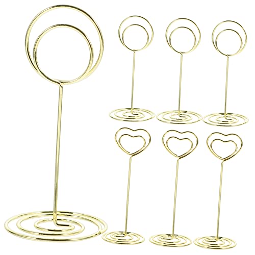 SOIMISS 8 Stück Visitenkartenhalter Desktop -Note -Halter hohe Tischnummernhalter Platzkartenhalter tischkartenhalter kartenhalter Mini-Namenskartenhalter Aluminiumlegierung Golden von SOIMISS