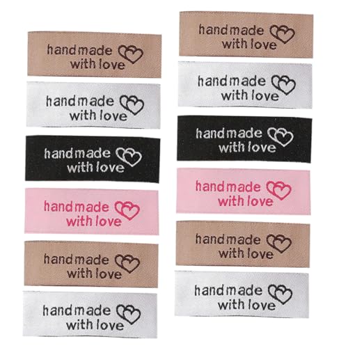SOIMISS 80 Stück Handmade Kleidung Etiketten DIY Nählabels für Jeans Shirts Taschen Vielseitige Anhänger Rosa und Schokolade von SOIMISS
