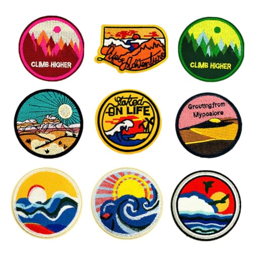 SOIMISS 9 Stück Teiliges Runde Bügelflicken Stickerei Patches DIY Aufnäher für Jacken Jeans Taschen Kleidung Cartoon Stoffaufkleber Vielseitig Verwendbar von SOIMISS