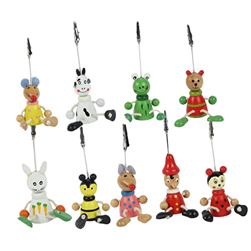 SOIMISS 9 Stück Teiliges Set Holz Fotohalter mit Cartoon Memo Clips für Fotos Karten und Notizen für Dekoration und Bastelprojekte Zufällige Designs von SOIMISS