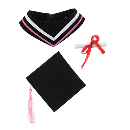 SOIMISS Abschlussbär-outfit Kuschelbär-tiermütze Kuscheltier Mütze Plüsch-abschlussoutfit Grad-hut- Bär Puppenkleidungszubehör Puppe-abschlusskappe Und -abschlusskleid Rosa Stoff von SOIMISS
