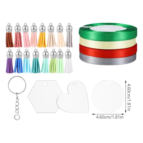 SOIMISS Acryl Schlüsselanhänger Rohlinge mit Metallringen Bunten Quasten Jump Rings und Bändern Transparente DIY Anhänger zum Bemalen und Basteln Kreatives Schlüsselring Zufällige Farbe SOIMISS Acryl Schlüsselanhänger Rohlinge mit Metallringen Bunten Quasten Jump Rings und Bändern Transparente DIY Anhänger zum Bemalen und Basteln Kreatives Schlüsselring Zufällige Farbe von SOIMISS