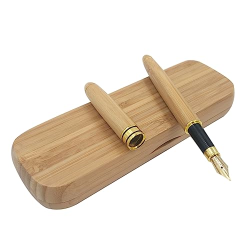 SOIMISS Bambus Füllfederhalter mit Geschenkbox Ergonomischer Griff Flüssiges Schreiben ohne Aussetzen Stilvoll für Unterschriften Kalligraphie Büro Schule als Geburtstags und von SOIMISS