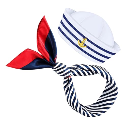 SOIMISS Blau Weiße Kapitänsmütze mit Schal Set Nautisches Damen Kostüm für Party und Halloween Verstellbare Matrosenmütze mit Kopfumfang Bequemes Material Maritimer Look für Erwachsene SOIMISS Blau Weiße Kapitänsmütze mit Schal Set Nautisches Damen Kostüm für Party und Halloween Verstellbare Matrosenmütze mit Kopfumfang Bequemes Material Maritimer Look für Erwachsene von SOIMISS