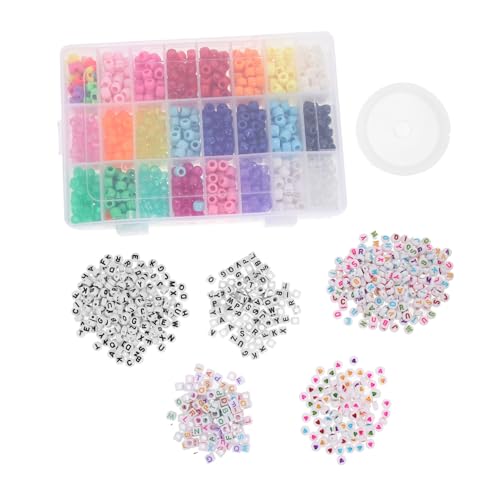 SOIMISS Buchstabenperlen zum Auffädeln DIY Schmuckperlen für Armbänder Halsketten Bunte Alphabet Perlen für Bastelarbeiten und Geschenkideen von SOIMISS