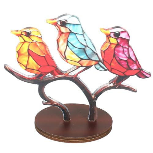 SOIMISS Bunte Vogel Statue aus Metall mit Sockel Künstliche Vogelfigur für Schreibtisch Dekoration Vogeldesign für und Außenbereiche Kompakt und Kreativ als Wohnaccessoire von SOIMISS