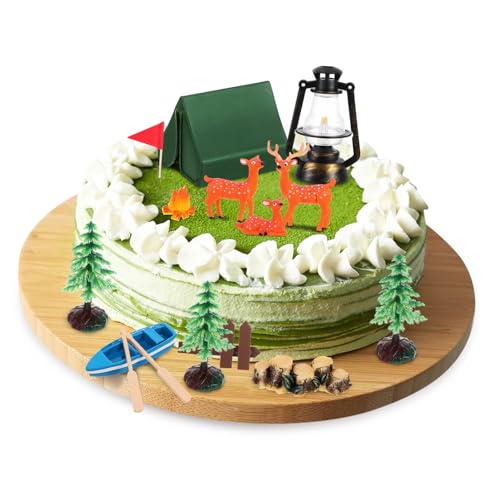 SOIMISS Camping Kuchen Dekoration mit Waldtiere Figuren aus Papier Sicherer Geburtstag Tortenaufsatz für Jungen Mädchen Einfache Handhabung für Party Camping und Feierlichkeiten von SOIMISS