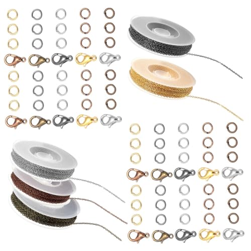 SOIMISS DIY Schmuckkette mit Karabinerverschlüssen und Ringen Farbige Langlebige Eisenketten für Armband Halskettenherstellung Bastelzubehör für Schmuckherstellung von SOIMISS