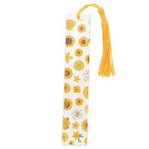 SOIMISS Deko Lesezeichen mit Getrockneten Blumen Handgemachtes Epoxidharz Lesezeichen Design Gelb Leicht und Langlebig von SOIMISS