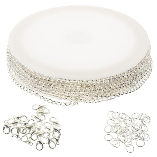 SOIMISS Eisenkette DIY Schmuckherstellung mit Karabinerverschluss und Runden Gliedern Leichte Robuste Armband und Halskettenkette für Basteln und Accessoires Silberfarben Glatte SOIMISS Eisenkette DIY Schmuckherstellung mit Karabinerverschluss und Runden Gliedern Leichte Robuste Armband und Halskettenkette für Basteln und Accessoires Silberfarben Glatte von SOIMISS