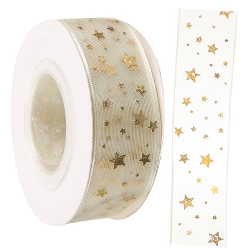 SOIMISS Elegantes Geschenkband Goldfarbenes Sternen Dekoband aus Handgefärbt und Verschleißfest für Geschenkverpackung DIY Basteln Blumensträuße Haaraccessoires und Festdekoration SOIMISS Elegantes Geschenkband Goldfarbenes Sternen Dekoband aus Handgefärbt und Verschleißfest für Geschenkverpackung DIY Basteln Blumensträuße Haaraccessoires und Festdekoration von SOIMISS