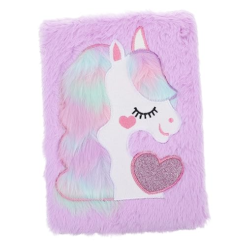 SOIMISS Fluffy Einhorn Notizbuch Plüsch Tagebuch im Cartoon Design für Schüler Tragbar und Planen Organisieren und Personalisieren von SOIMISS