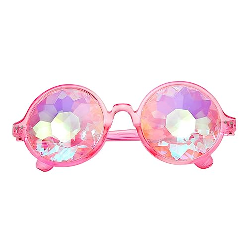 SOIMISS Gläser Kaleidoskop- Tragbare Partybrille Rave-Accessoires flippige Prismenbrille tragbare Spaßbrille Brillen kaleidoscope Kaleidoskopbrille Rave-Brille Glas Rosa von SOIMISS