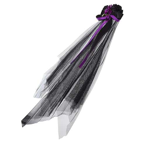 SOIMISS Halloween Gothic Blumenschleier Stirnband mit Schleife Stilvolle Kopfbedeckung für Frauen Day Of The Dead Cosplay Vielseitiges Haaraccessoire für Party und Hochzeit von SOIMISS