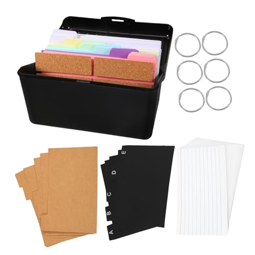 SOIMISS Indexkartenhalter mit Trennwänden Schwarzer Desktop Organizer Linierte Karteikarten Vielseitig für Büro Schule Zuhause Praktische Kategorisierung Kreative Notizaufbewahrung von SOIMISS