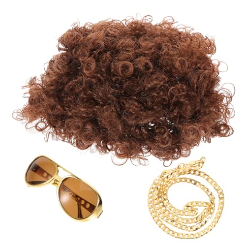 SOIMISS Jahre Disco Party mit Brauner Perücke Goldener Halskette und Großen Sonnenbrillen Kostüm Zubehör für Herren und Damen Geeignet für Halloween Karneval Cosplay und Mottopartys SOIMISS Jahre Disco Party mit Brauner Perücke Goldener Halskette und Großen Sonnenbrillen Kostüm Zubehör für Herren und Damen Geeignet für Halloween Karneval Cosplay und Mottopartys von SOIMISS