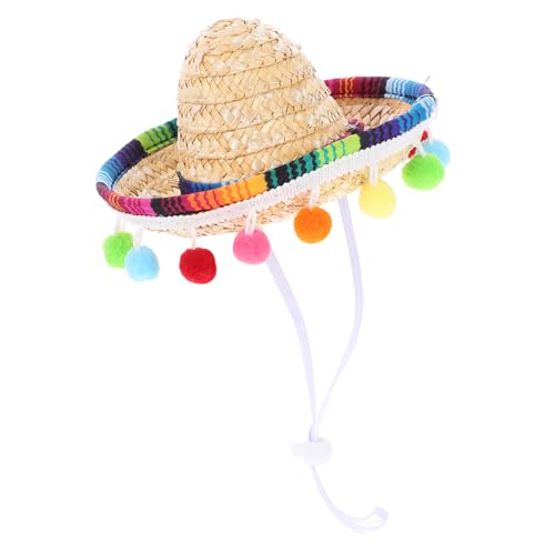 SOIMISS Kleiner Mexikanischer Sombrero Partyhut mit Kinngurt Bunter Strohhut für Karneval Halloween Themenpartys und Kreative Dekoration von SOIMISS