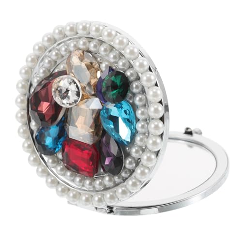 SOIMISS Kompakter Runder Kosmetikspiegel mit Vergrößerung Tragbarer Faltbarer Taschenspiegel mit Schmuckstein dekor Leichter Metallspiegel für Make up Unterwegs für Handtasche und Reise SOIMISS Kompakter Runder Kosmetikspiegel mit Vergrößerung Tragbarer Faltbarer Taschenspiegel mit Schmuckstein dekor Leichter Metallspiegel für Make up Unterwegs für Handtasche und Reise von SOIMISS