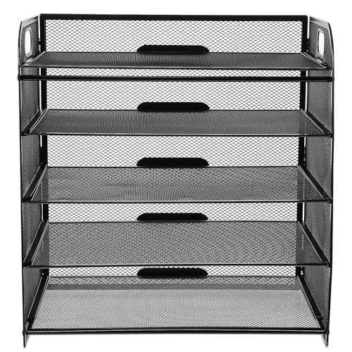 SOIMISS Lagiger Netz material Büro Schreibtisch Organizer Papierhalter Briefablage mit Griff Stapelbar Vielseitig Einsetzbar für Büro Zuhause Dokumentenaufbewahrung von SOIMISS