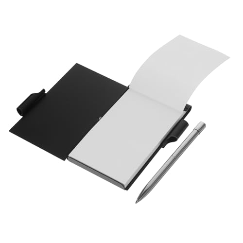 SOIMISS Mini Notizbuch aus Metall mit Stift Tragbares Notizetui für Kreative Ideen und Schnelle Notizen Aluminiumkarte mit Abreißbaren Schwarz von SOIMISS