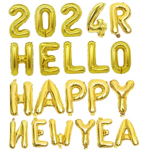 SOIMISS Neujahrsdekoration Folienballons Set Alphabet und Zahlen Ballons für Party Metallic Luftballons Vielseitig Verwendbar für Silvester Geburtstags und Festtagsfeiern von SOIMISS
