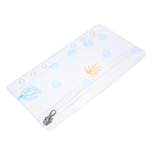SOIMISS PVC Ringbuch Zip Bag Extra Dicke Aufbewahrungstasche für Scrapbooking Organizer Transparente Loseblatt Hülle mit Reißverschluss Schutzumschlag für Notizbuch Zubehör Meeresschalen von SOIMISS