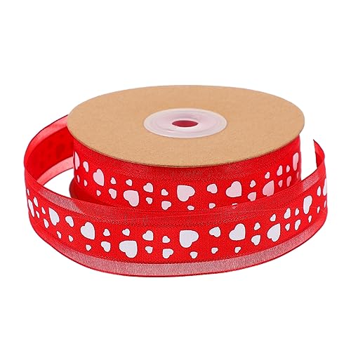 SOIMISS Rotes Love Shape Geschenkband Chiffon für Hochzeit Valentinstag DIY Dekoration Schleifenband zum Basteln und Verpacken Romantisches Herz Muster Hochwertige Textur für Festtagsdeko von SOIMISS
