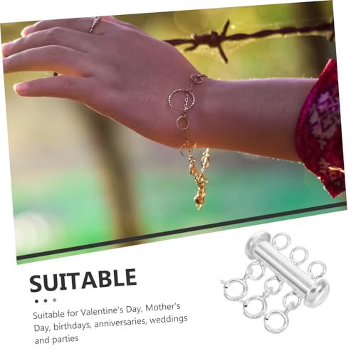 SOIMISS Silberne Mehrfach Halskettenverschlüsse mit Federring Mehrreihiger Schmucktrenner Langlebiger Einfacher Verschluss für Verknotungsfreies Layering bei Damenschmuck von SOIMISS