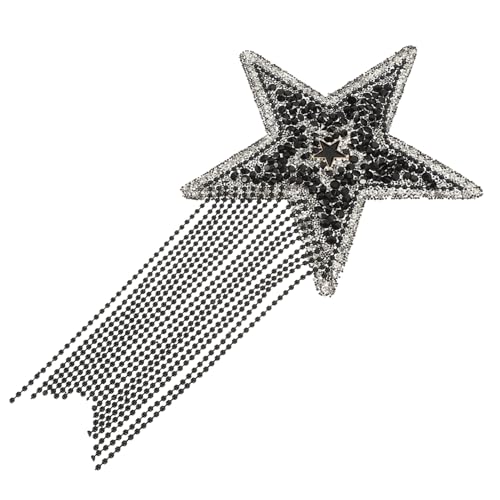 SOIMISS Strass Stern Applikation Bügelflicken für Kleidung DIY Patches zum Aufbügeln Schwarzer mit Perlenkette Reparaturfähig und Modisch für Hüte Taschen Jacken und DIY Dekoration von SOIMISS