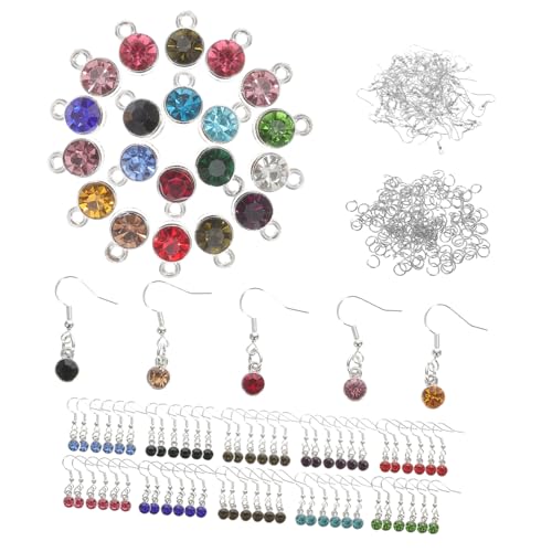 SOIMISS Teiliges DIY Schmuckanhänger Silber mit Kristall Geburtsstein Charms und Sprungringen für Ohrring Schmuckherstellung Bastelzubehör für Armbänder Halsketten und Anhänger von SOIMISS