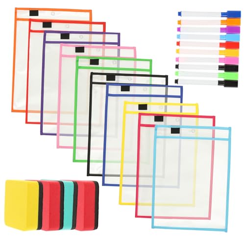 SOIMISS Teiliges Trocken Abwischbares Dokumententaschen Transparentem Wasserdichtem PVC für Schüler und Büro Wiederverwendbare Dry Erase Hüllen zum Schutz von Zufällige Zufällige Farbe von SOIMISS