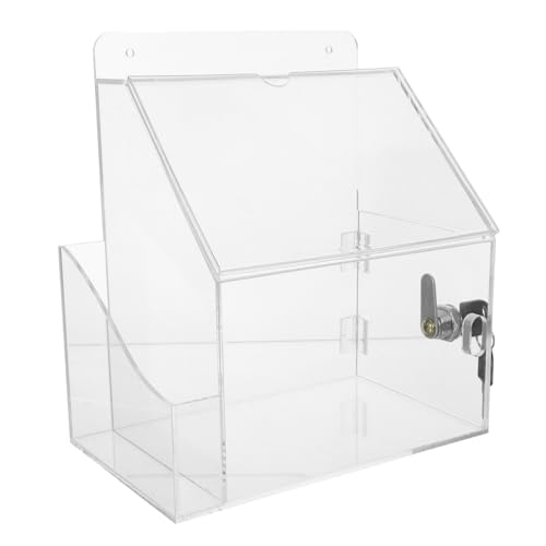 SOIMISS Transparente Acryl Spendenbox mit Schloss und Schlitz Multifunktionale Wahlurne für Büro Charity und Fundraising Kompakte Sichere Sammelbox für Vorschläge und Lose von SOIMISS