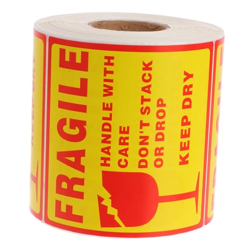 SOIMISS Versandaufkleber Selbstklebend Rot Gelb Fragile Warnetiketten für Zerbrechliche Pakete Sicherer Versand und Verpackung Caution Warning Sticker von SOIMISS